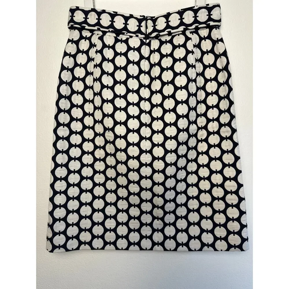 🖤 Tory Burch Retro Mod Geometric Circle Link Pencil Skirt with Branded Buttons